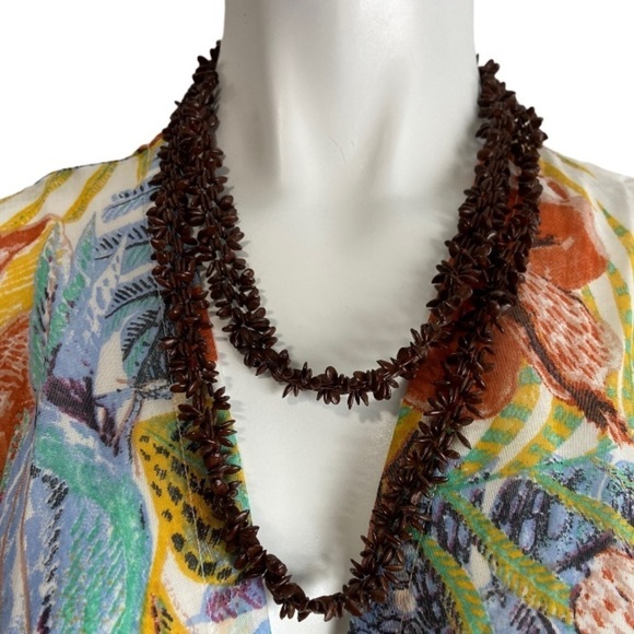 Vintage Handmade Hawaiian KOA Seed Lei Necklace and Matching Earrings Set - Picture 3 of 8
